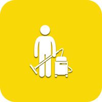 Professional cleaning tools and spray bottles icon